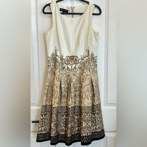 Jones New York Persian Print Pleated Fit & Flare Floral Sleeveless Dress sz 4